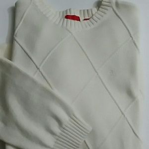 Cream Izod crew neck sweater /diamond ~vintage